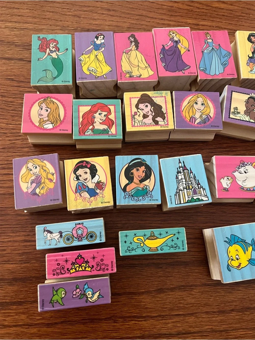 Rubber Stamps Disney Princess Ariel Cinderella Snow White Wood Mounted Lot of 28